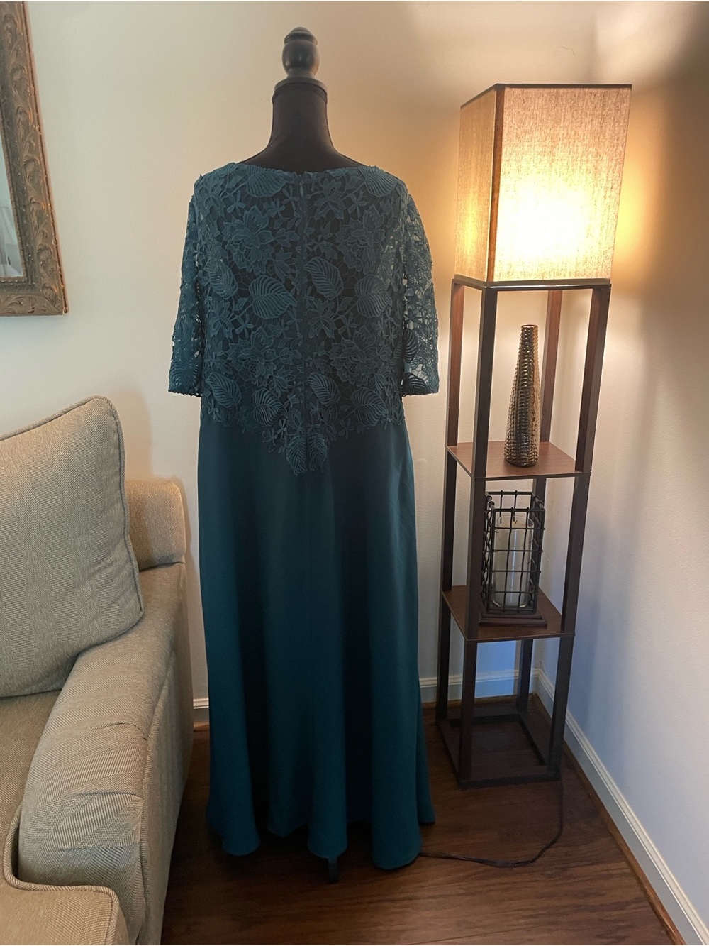 JJs House Teal Lace Bodice Maxi Dress